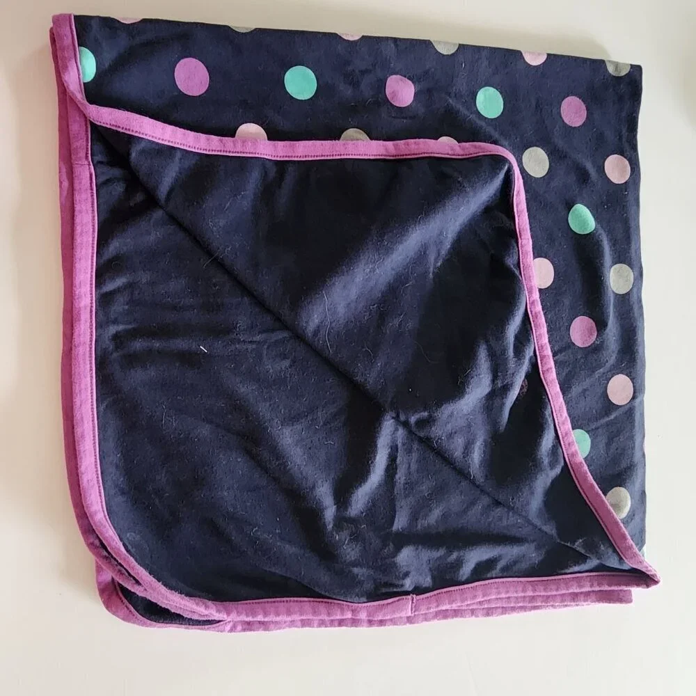 Just One You by Carter's baby blanket navy purple polka dots